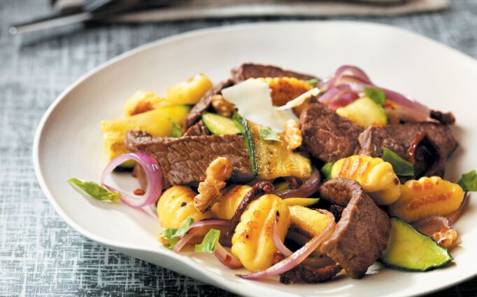 Steak Strips and Zucchini Gnocchi