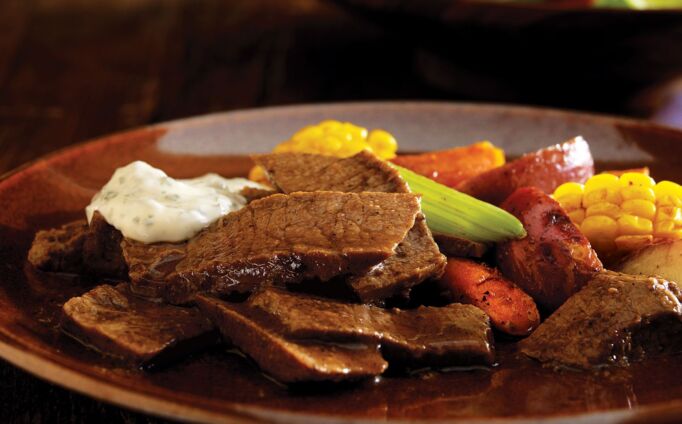 Braised Beef with Lime-Cilantro Mayonnaise