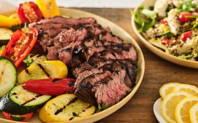 Mediterranean Grilled Chuck Steak with Garden Grilled Vegetables